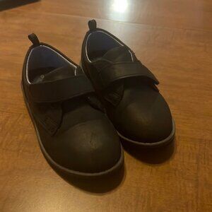 Wonder Nation Matte Black Velcro Dress Shoes sz 9 formal wedding uniform holiday